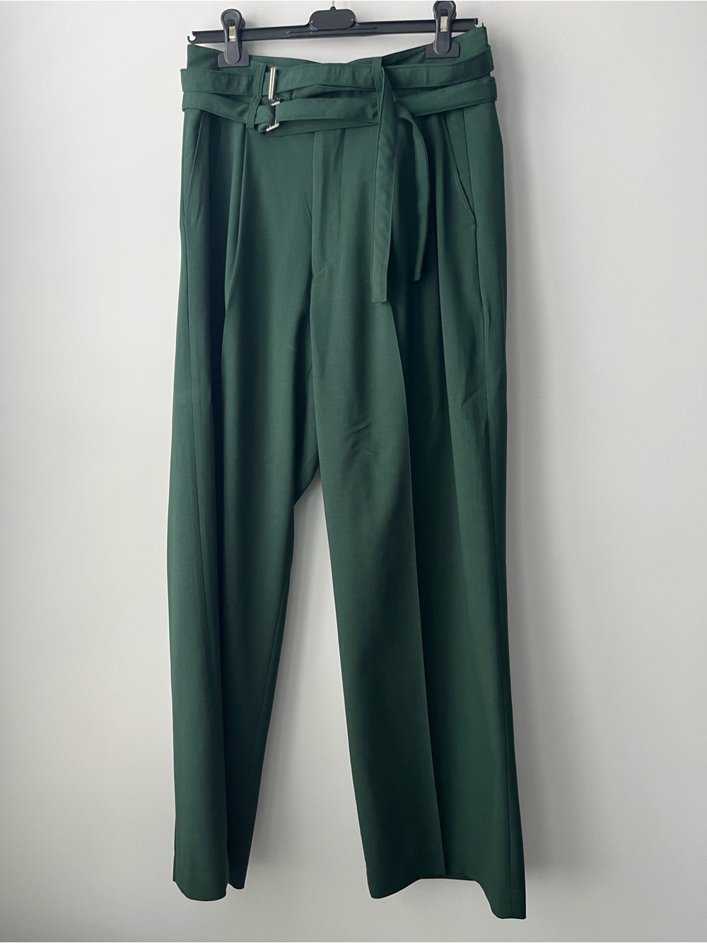 Women's Forest Green Trousers with Double Belt